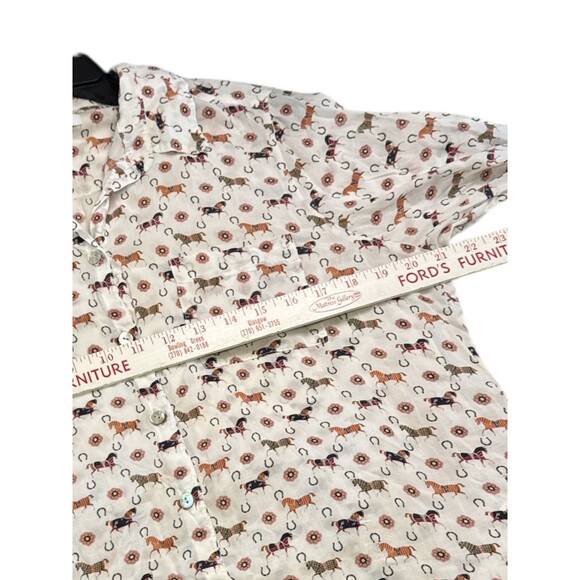 FoxCroft Tencel 100% Blouse Size 10 Long Sleeve Shirt Equestrian Horse Print - Picture 6 of 10